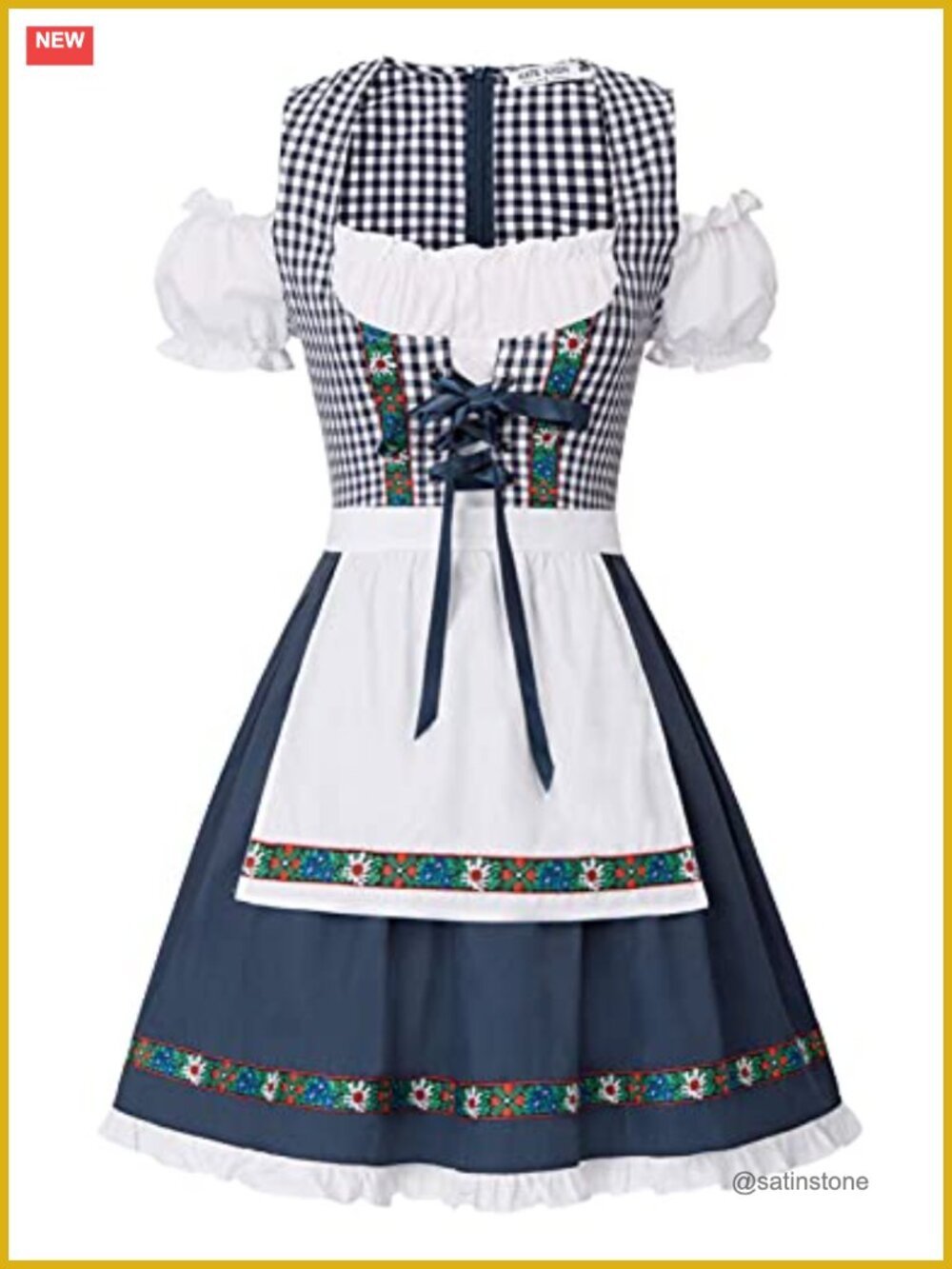Dirndl Dress Oktoberfest Bavarian Costume with Apron Vintage Style